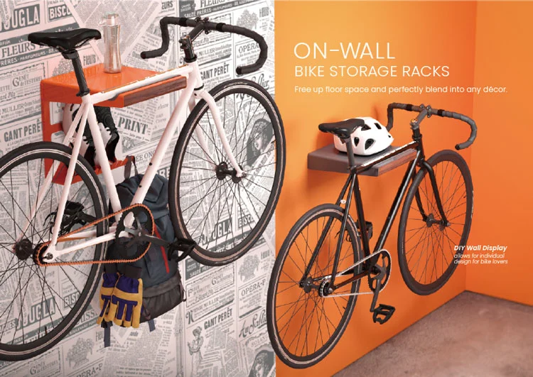 Storage Wall Mount Bike Storage Hanger Bike Rack with with Open Shelf and Hooks For Garage Or Home
