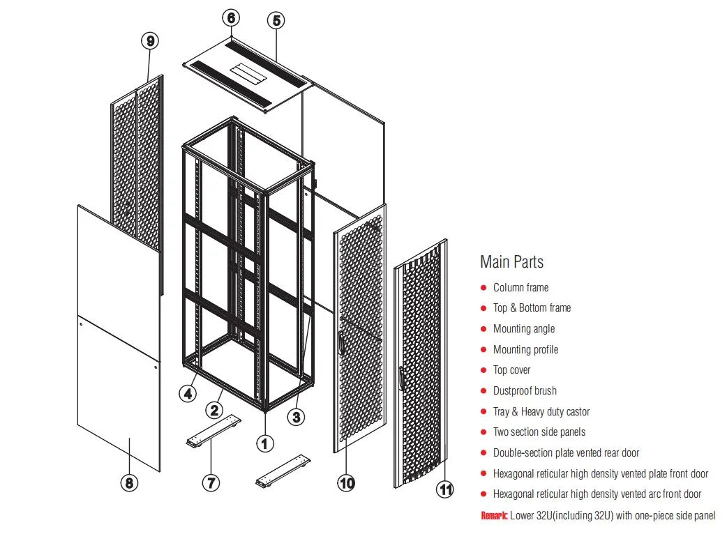 19&prime;&prime; Floor Standing Glass Door DDF Sixteen Folded Section Network Cabinet