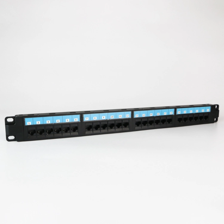 Ethernet Cat 6A 1u 19 Inch 24 Port UTP Modular Patch Panel with Back Bar