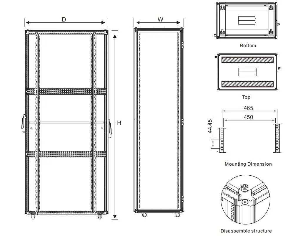 19&prime;&prime; Floor Standing Glass Door DDF Sixteen Folded Section Network Cabinet