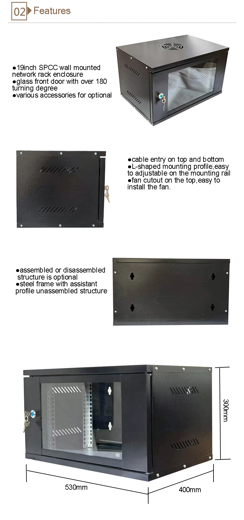 Standard 6u 600X600mm Wall Mounted Network Cabinet Server Rack Cabinet