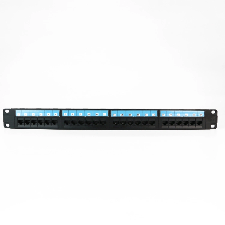 Ethernet Cat 6A 1u 19 Inch 24 Port UTP Modular Patch Panel with Back Bar