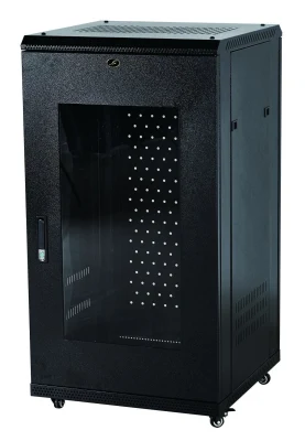 Glass Door Steel Body 19′′ Floor Standing 22u Network Server Rack Data Cabinet